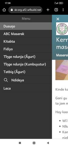 Android menu in Massalit Android menu in Massalit